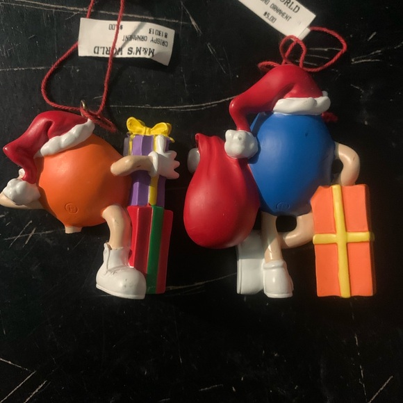 Vintage 2.75" Blue & Orange M&M Christmas Ornament Bundle - Picture 4 of 4